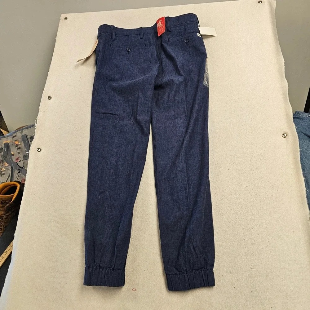 Levis Mens Indigo Blue Textured Jogger Pants Elastic Cuff Tapered Size 34x29